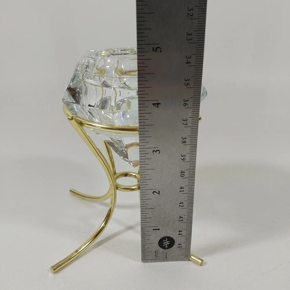 Vintage PartyLite 24% Lead Crystal Diamond Shaped Solitaire Votive Candle Holder